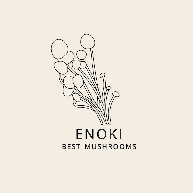 Vector icon in linear style enoki mushrooms Logo sign