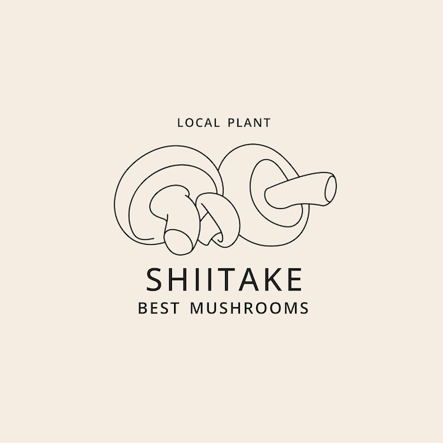 Vector vector icon in linear style shiitake mushrooms logo sign