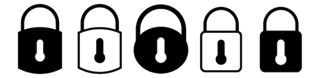 Vector icon lock in white background. Padlock symbol. Black and white lock.