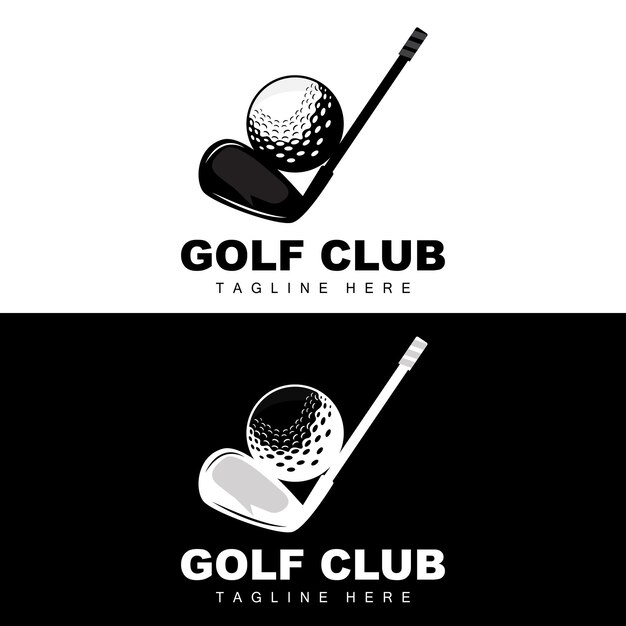 벡터 벡터 아이콘 로고 골프 공 스틱 및 골프 야외 게임 복고풍 개념 그림