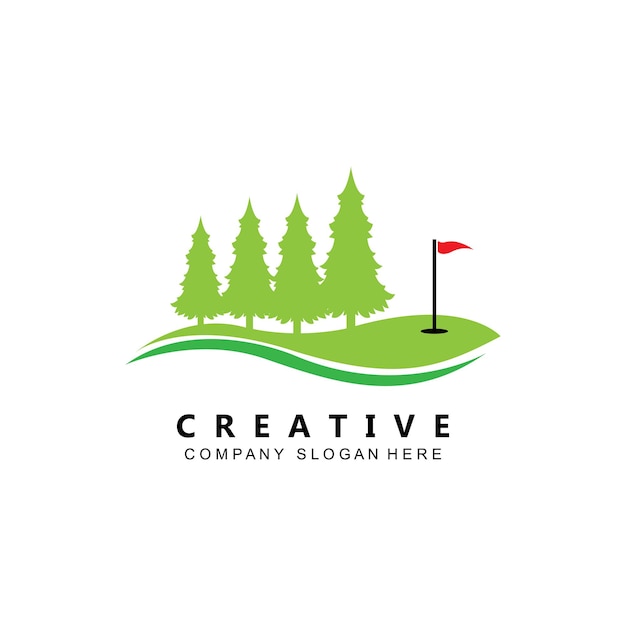 Vector icon logo golf ball stick and golfing Outdoor Games retro concept illustration