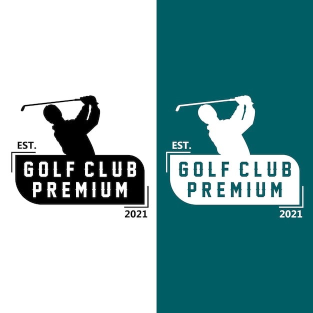 Vector icon logo golf ball stick and golfing Outdoor Games retro concept illustration