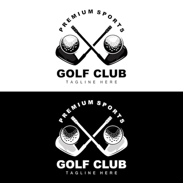 Vector vector icon logo golf ball stick and golfing outdoor games retro concept illustration