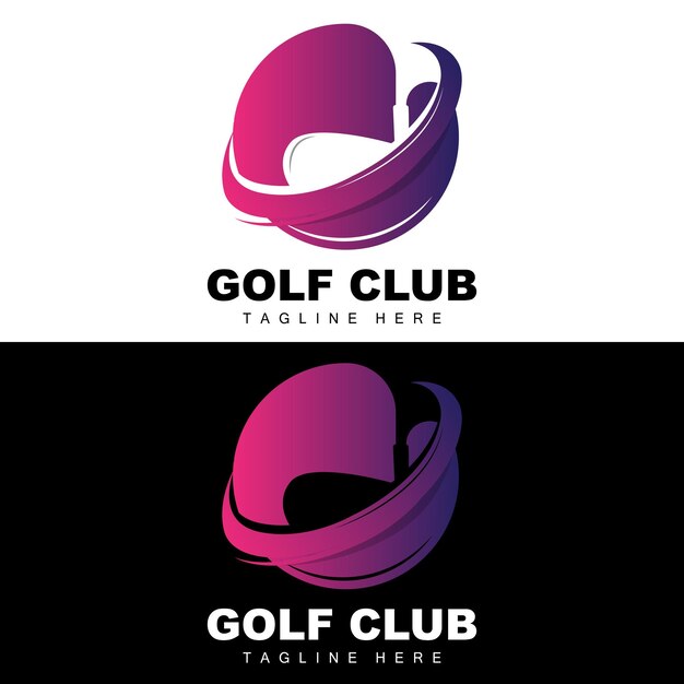 Vector icon logo golf ball stick and golfing outdoor games retro concept illustration