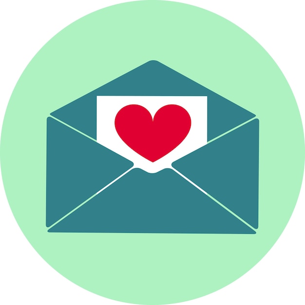 Vettore icona di vettore amore lettera cuore su carta san valentino