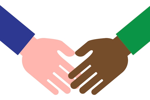 Вектор Векторная икона рук двух партнеров плоское мультяшное изображение рукопожатия иллюстрация соглашения между людьми