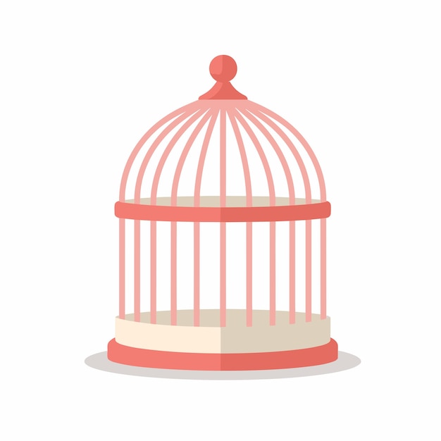 Vector icon a pink birdcage on a white floor