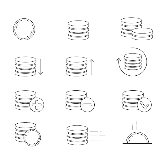 Vector icon set money coins