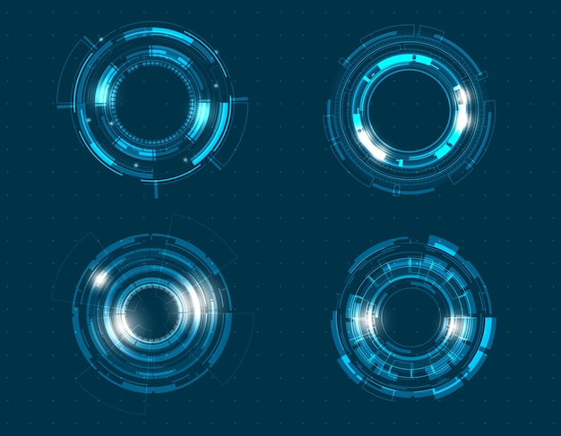 Progettazione del cerchio di tecnologia dell'insieme dell'icona di vettore.