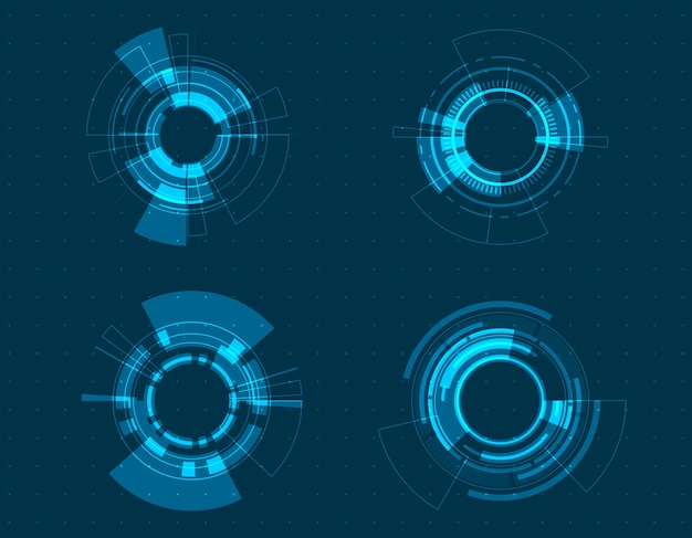 Progettazione del cerchio di tecnologia dell'insieme dell'icona di vettore.