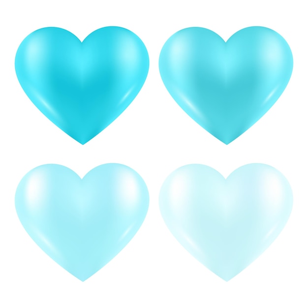 Вектор Векторный набор значков валентина коллекция голубых сердец