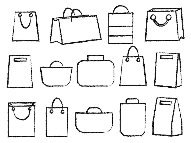 さまざまなバッグのベクトルアイコンセット手荷物テーマアイコン旅行バッグのコレクション