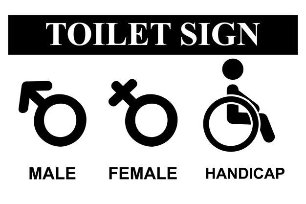 Vector Icon Style Toilet Sign voor Man Vrouw en handicap