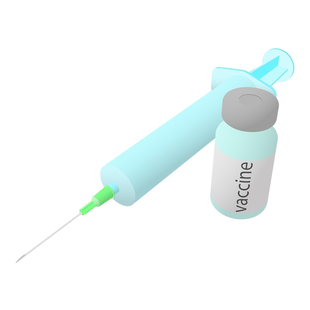 Vector icon of syringe and vaccine blue color