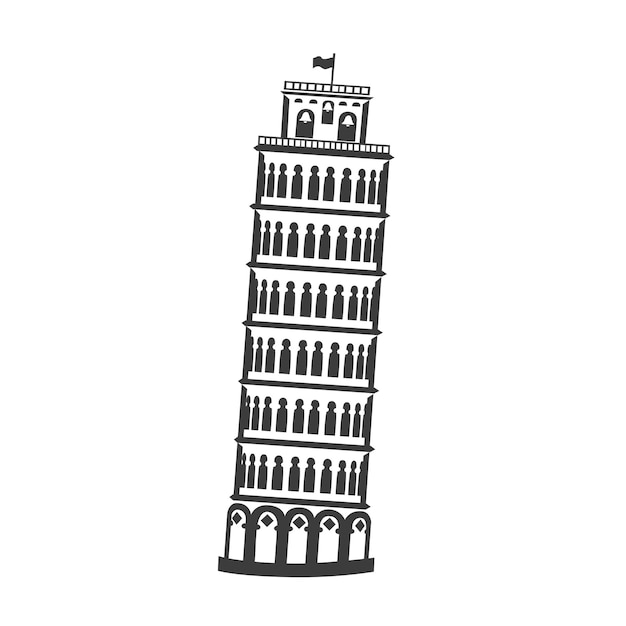 Vector vector icon of the tower of pisa