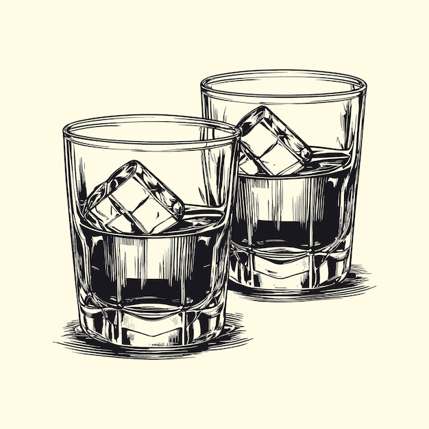 ベクトル ベクトルのアイコン ウィスキー乾杯グラス ベクトル イラストを 2 杯