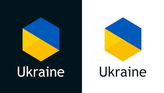 Vector icon of Ukraine flag on black and white