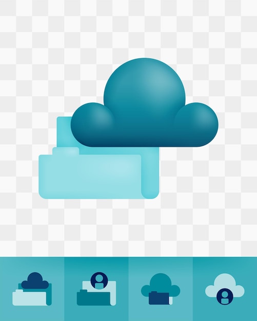 Vector vector icon with 3d render style of clouds and folders for storing files and documents in cloud computing servers in archives and organized in folders can be used for ads poster startup apps web