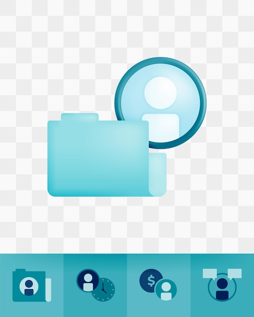 Vector icon with 3d render style of folders and profiles metaphors for storing archiving and organizing user data and personal information Can be used for ads poster startup apps banner website