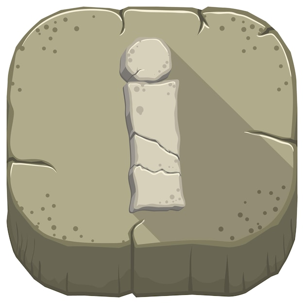 Vector icon with a stone letter I with cracks