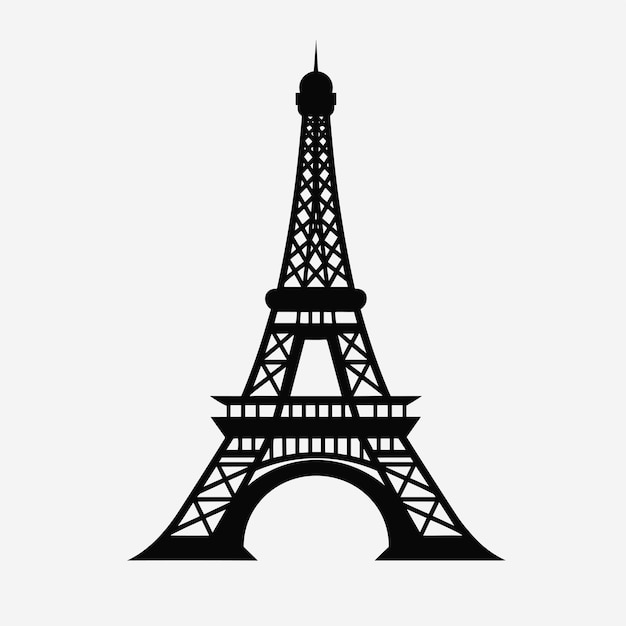 Vettore dell'iconica torre eiffel in una splendida composizione in bianco e nero