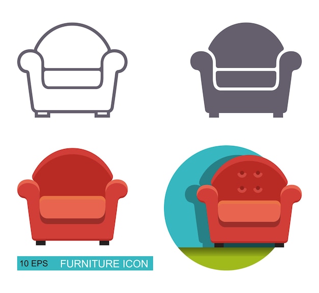 Vector icons of the armchair