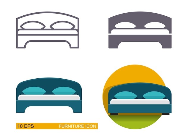 Vector icons of the bed