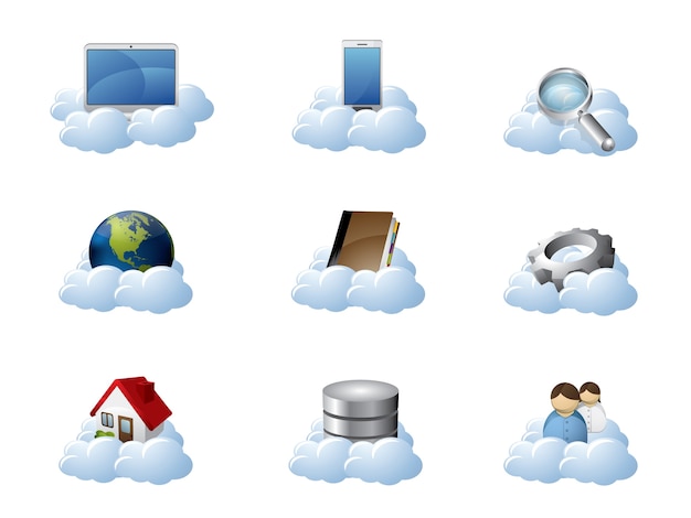 クラウドコンピューティングのためのベクターアイコン