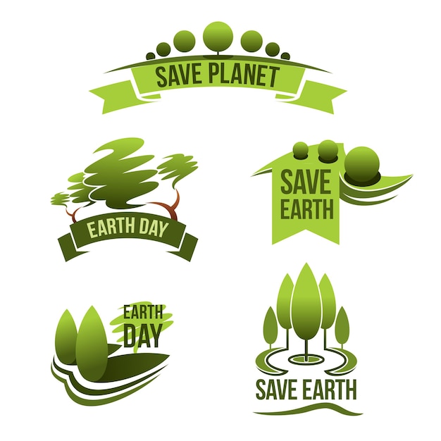 Vector icons for save earth and nature ecology