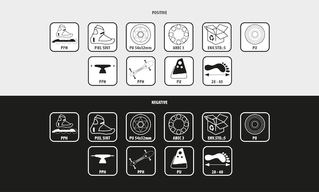 Vector vector icons for skates skateboards scooters 2