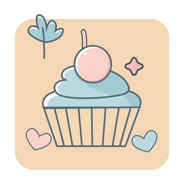 Vector vector ig or instagram icons for social media highlight food favorite cupcake with berry