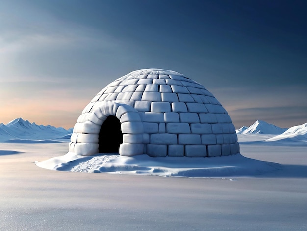 Vector vector igloo in cold terrain isolated