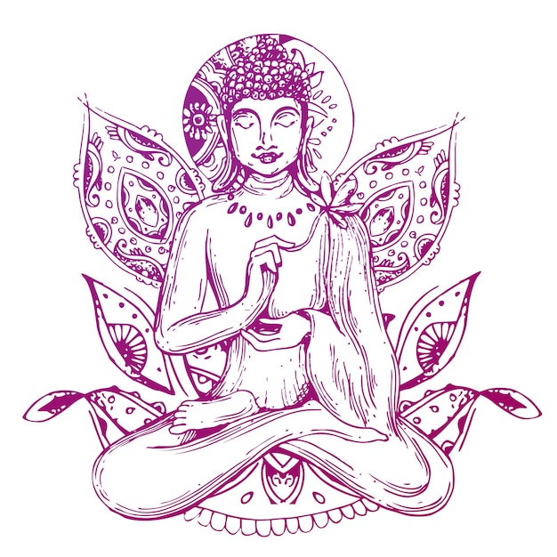 Векторная иллюстрация с Буддой