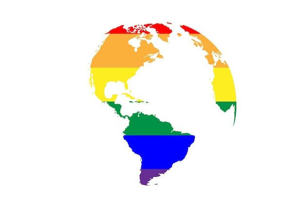 Lgbtカラーの惑星地球のベクトルイラスト6つの虹色の地球lgbtコミュニティのロゴポストカードや壁紙のように使用できます自由の旗