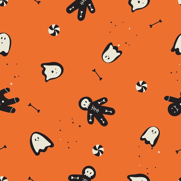 Vector illustartion icons for happy halloween trick or treat symbol background or seamless pattern