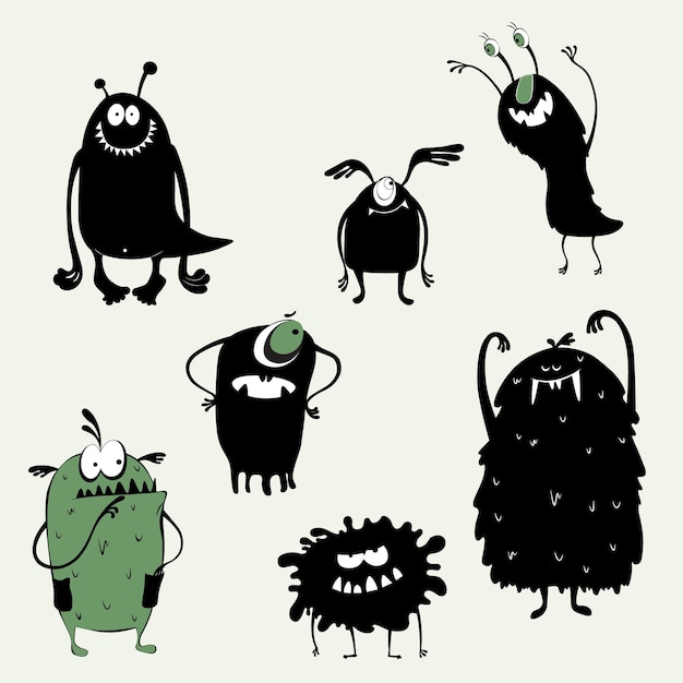 Vector illustrated cartoon monsters