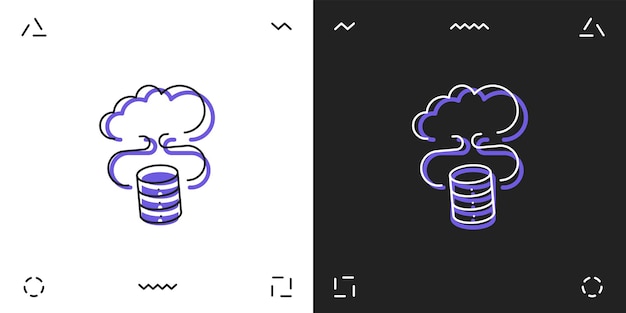 Векторная иллюстрированная иконка для серверов облачного хранения с эффектом в 2 вариантах