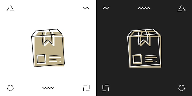 Vector illustrated icon for shipment delivery box with effect in 2 variations