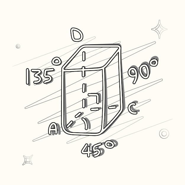 Vector illustrated outlined icon for geometry with scribbles and stars