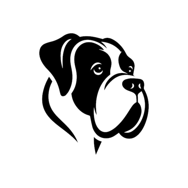 Vector vector illustrated portrait of boxer germany dog on white background