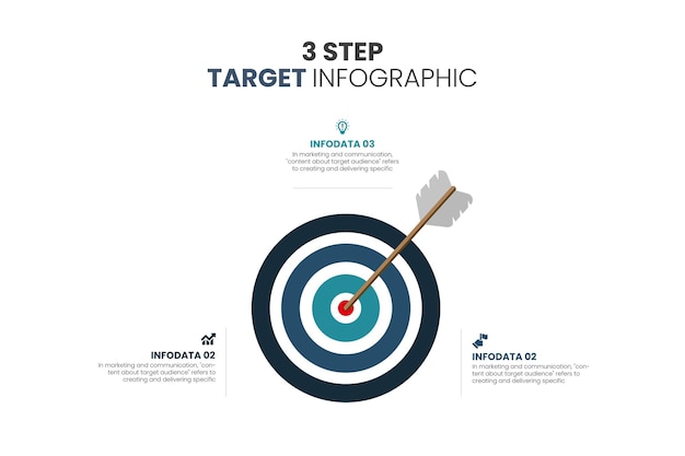 Vector illustratie 3 stap doel infographic Doelen infographic met verschillende details