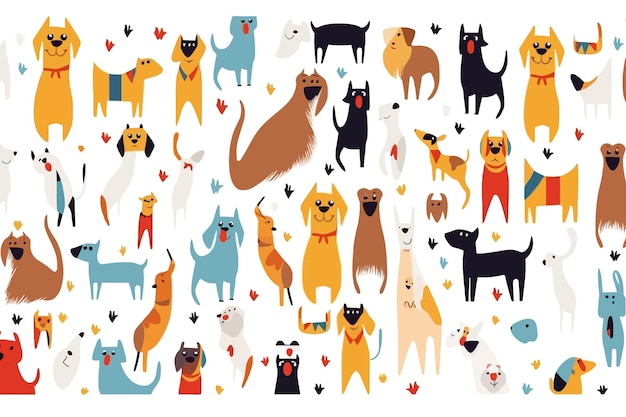 Vector vector illustratie abstract honden en katten patroon