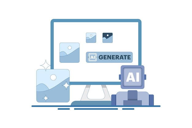 vector illustratie AI Image Maker Concept of Kunstmatige intelligentie genereert beeld met commando