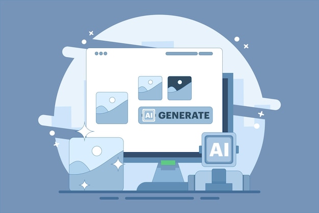 vector illustratie AI Image Maker Concept of Kunstmatige intelligentie genereert beeld met commando