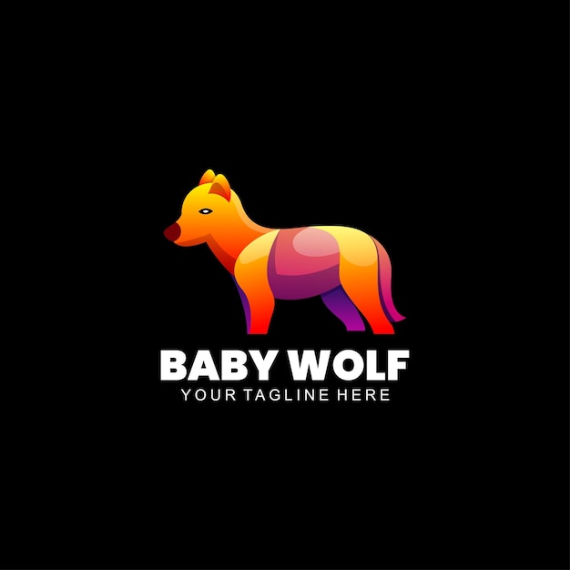 Vector illustratie baby wolf gradiënt kleurrijk
