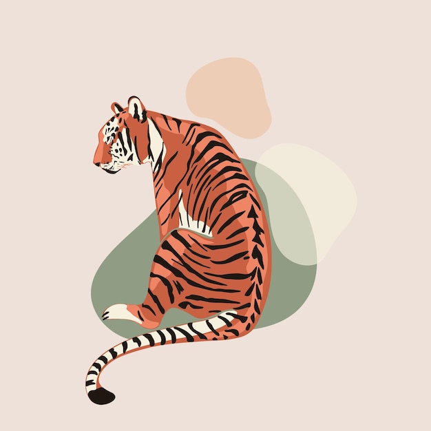 vector illustratie bengaalse tijger op abstracte vlekken achtergrond symbool van chinees nieuwjaar