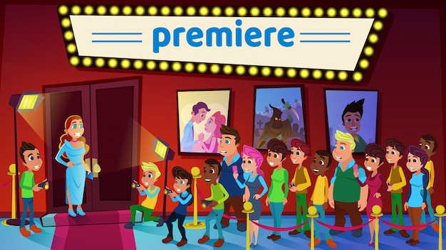 Vector illustratie cinema premiere cartoon flat.