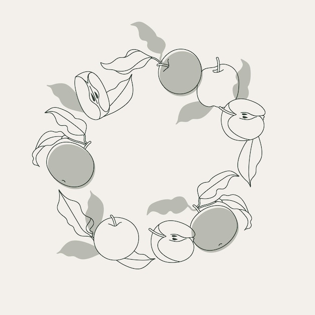 Vector illustratie cirkel compositie met appelvruchten trendy achtergrond met appels