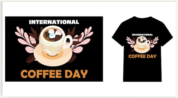 Vector illustratie Coffee Day tshirt ontwerp