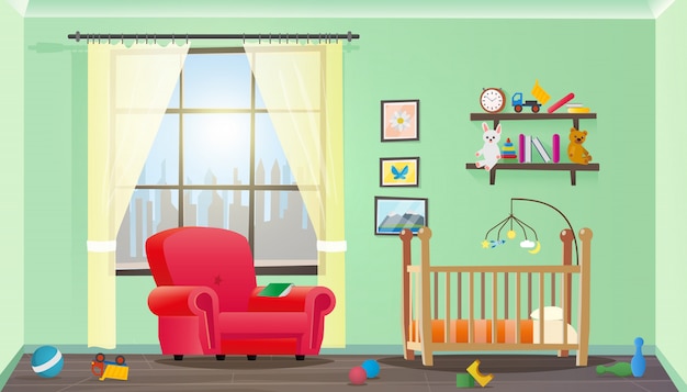 Vector illustratie concept kinderkamer interieur